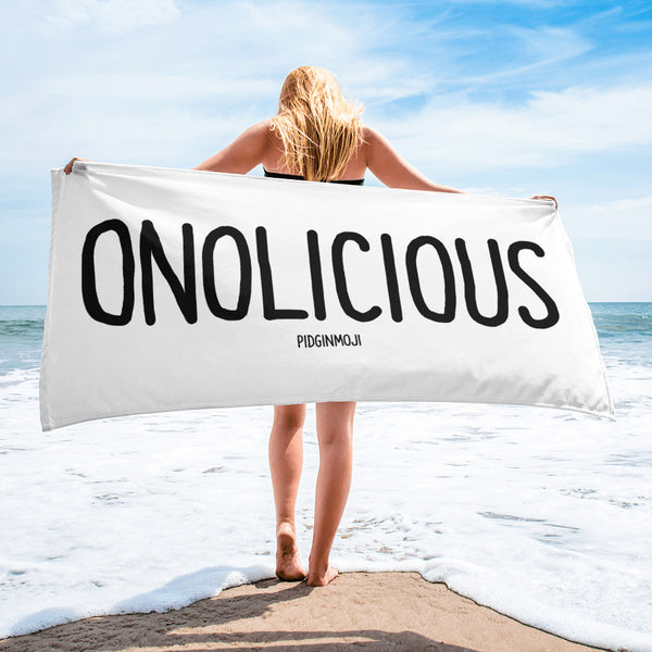 "ONOLICIOUS" PIDGINMOJI Beach Towel