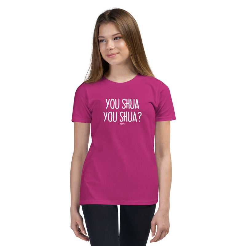 "YOU SHUA YOU SHUA?" Youth Pidginmoji Dark Short Sleeve T-shirt