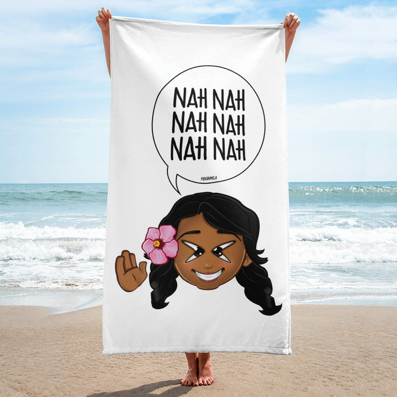 "NAH NAH NAH NAH NAH NAH" Original PIDGINMOJI Characters Beach Towel