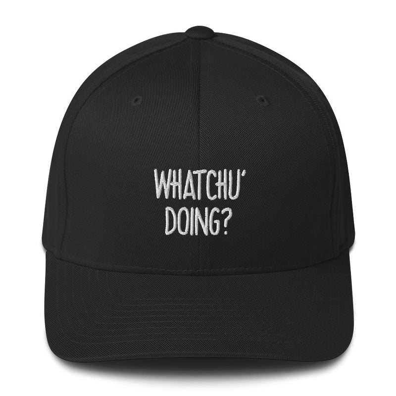 "WHATCHU' DOING?" Pidginmoji Dark Structured Cap