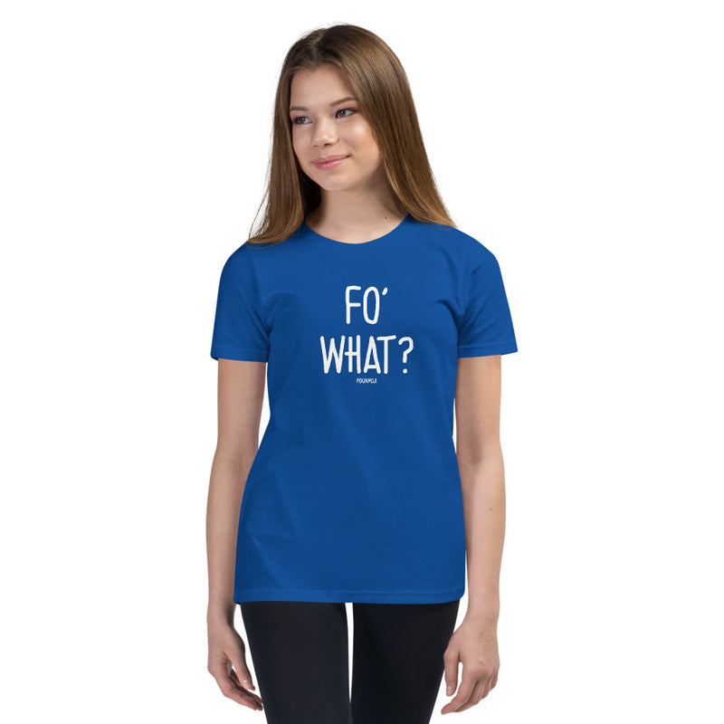 "FO' WHAT?" Youth Pidginmoji Dark Short Sleeve T-shirt