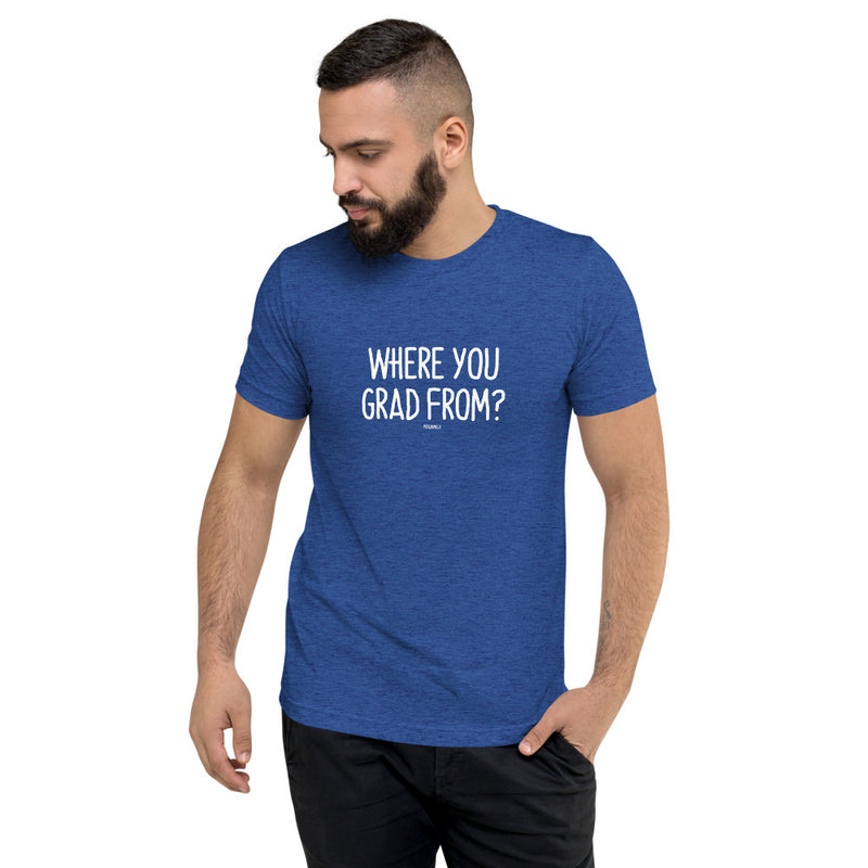 "WHERE YOU GRAD FROM?" Men’s Pidginmoji Dark Short Sleeve T-shirt