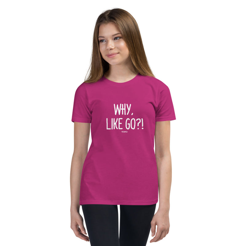 "WHY, LIKE GO?!" Youth Pidginmoji Dark Short Sleeve T-shirt