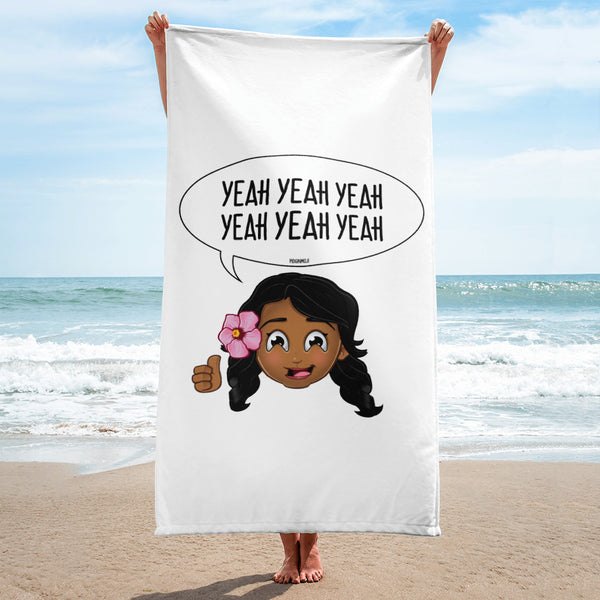 "YEAH YEAH YEAH YEAH YEAH YEAH" Original PIDGINMOJI Characters Beach Towel
