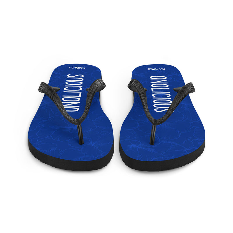 "ONOLICIOUS" PIDGINMOJI Hibiscus Slippahs (Blue)