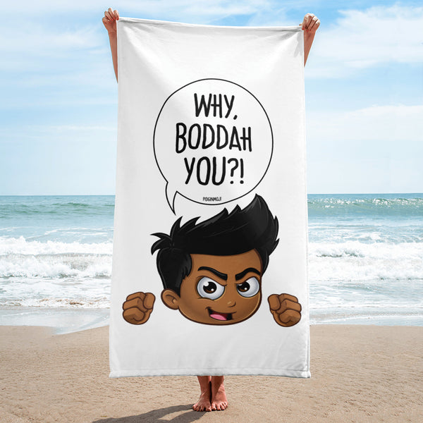 "WHY, BODDAH YOU?!" Original PIDGINMOJI Characters Beach Towel