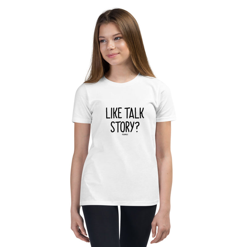 "LIKE TALK STORY?" Youth Pidginmoji Light Short Sleeve T-shirt