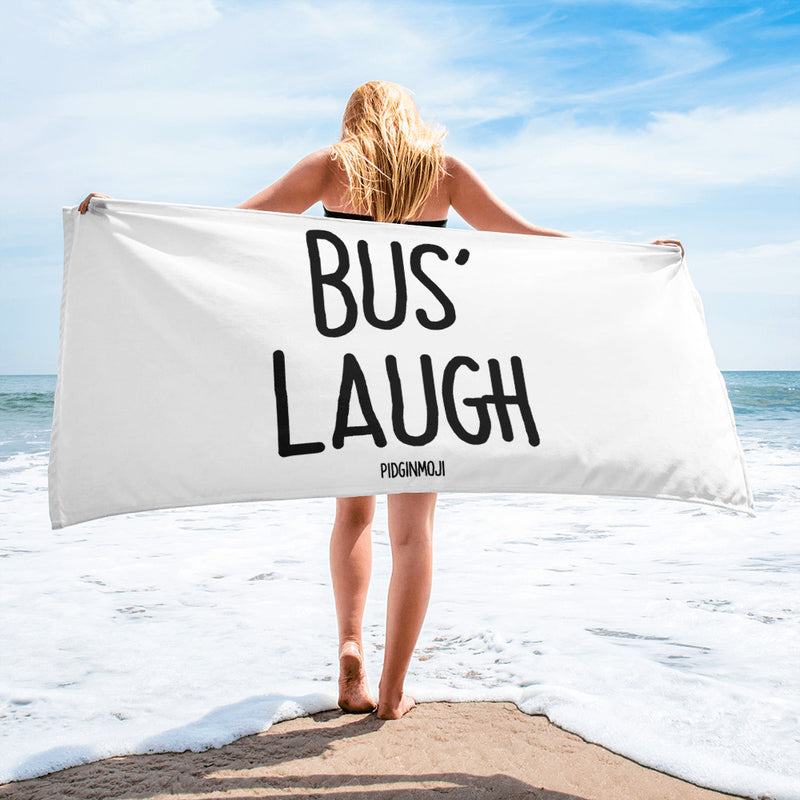 "BUS' LAUGH" PIDGINMOJI Beach Towel