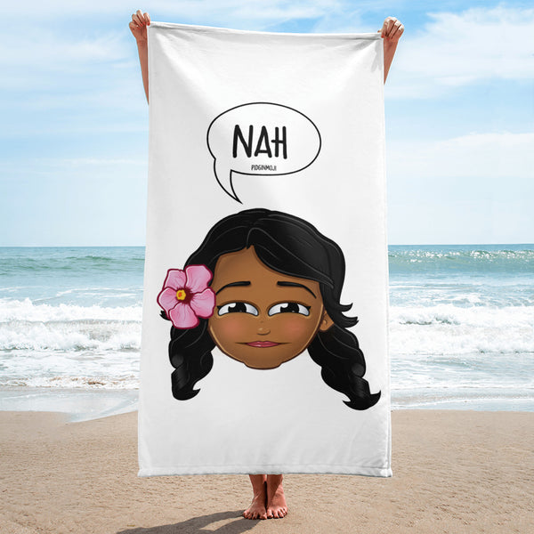 "NAH" Original PIDGINMOJI Characters Beach Towel