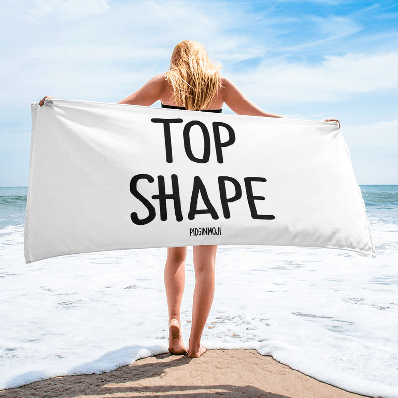 "TOP SHAPE" PIDGINMOJI Beach Towel
