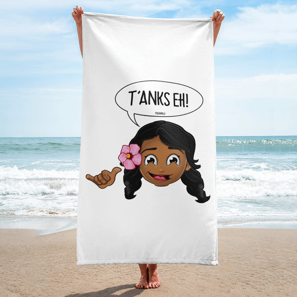 "T'ANKS EH!!!" Original PIDGINMOJI Characters Beach Towel