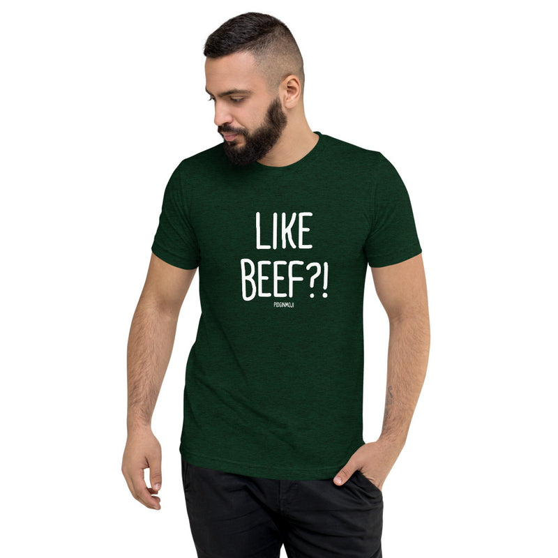 "LIKE BEEF?!" Men’s Pidginmoji Dark Short Sleeve T-shirt
