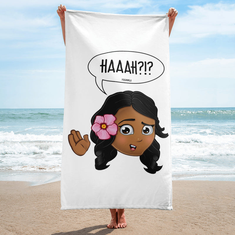 "HAAAH?!?" Original PIDGINMOJI Characters Beach Towel