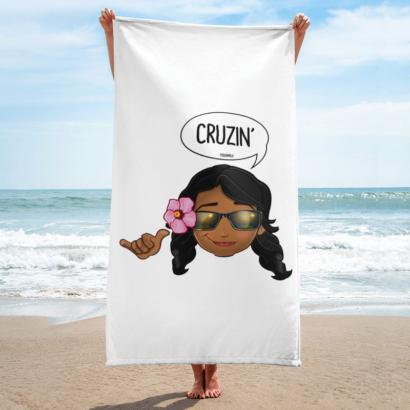 "CRUZIN'" Original PIDGINMOJI Characters Beach Towel