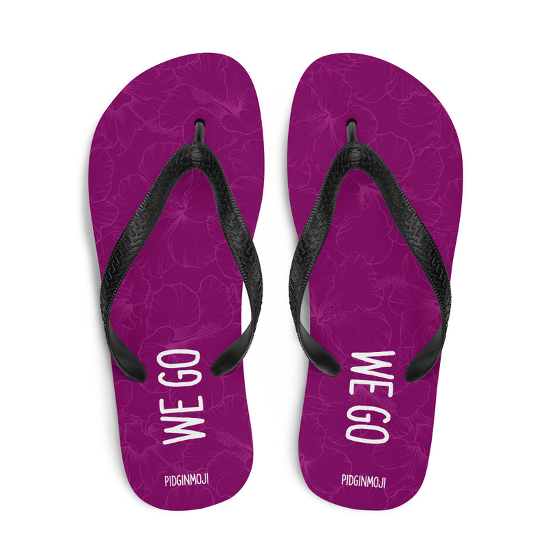 "WE GO" PIDGINMOJI Hibiscus Slippahs (Pink)