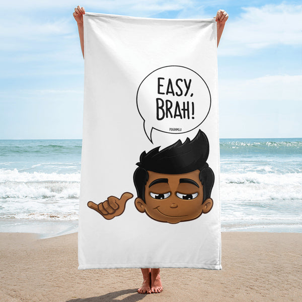 "EASY, BRAH!" Original PIDGINMOJI Characters Beach Towel