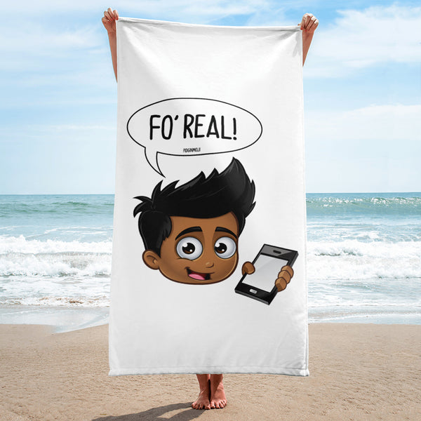 "FO' REAL!" Original PIDGINMOJI Characters Beach Towel