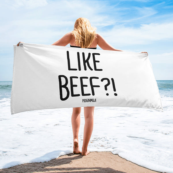 "LIKE BEEF?!" PIDGINMOJI Beach Towel