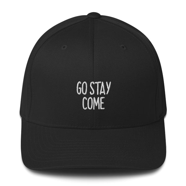 "GO STAY COME" Pidginmoji Dark Structured Cap