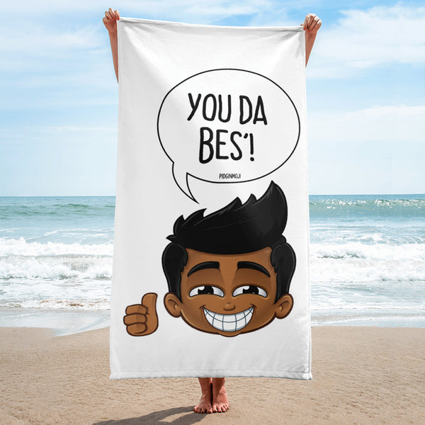 "YOU DA BES'!" Original PIDGINMOJI Characters Beach Towel