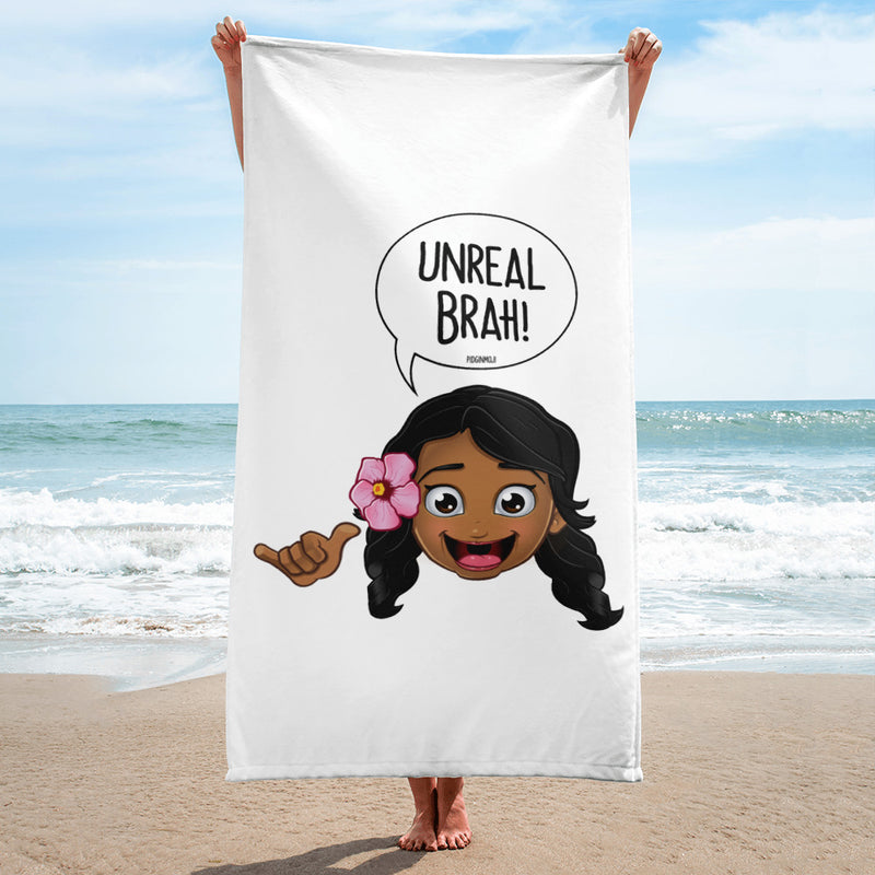 "UNREAL BRAH!" Original PIDGINMOJI Characters Beach Towel