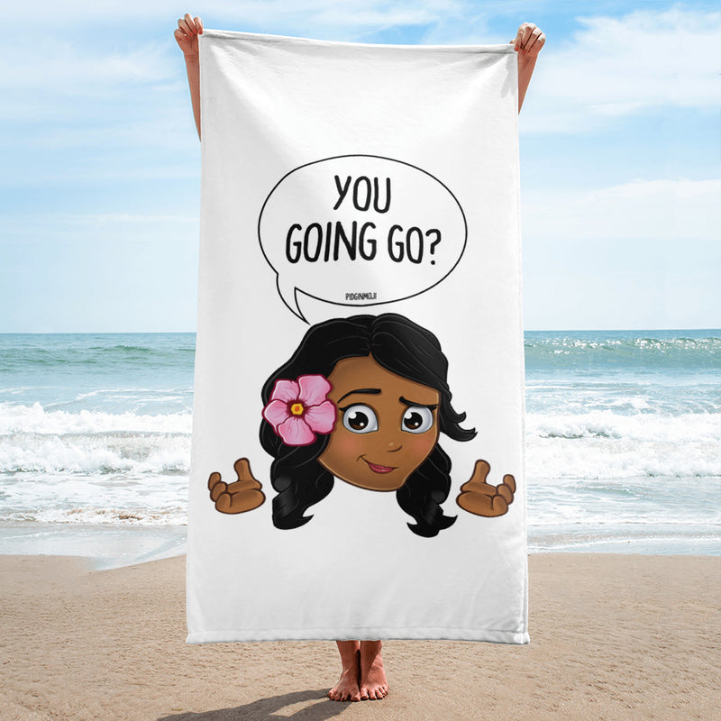 "YOU GOING GO?" Original PIDGINMOJI Characters Beach Towel