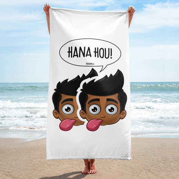 "HANA HOU!" Original PIDGINMOJI Characters Beach Towel