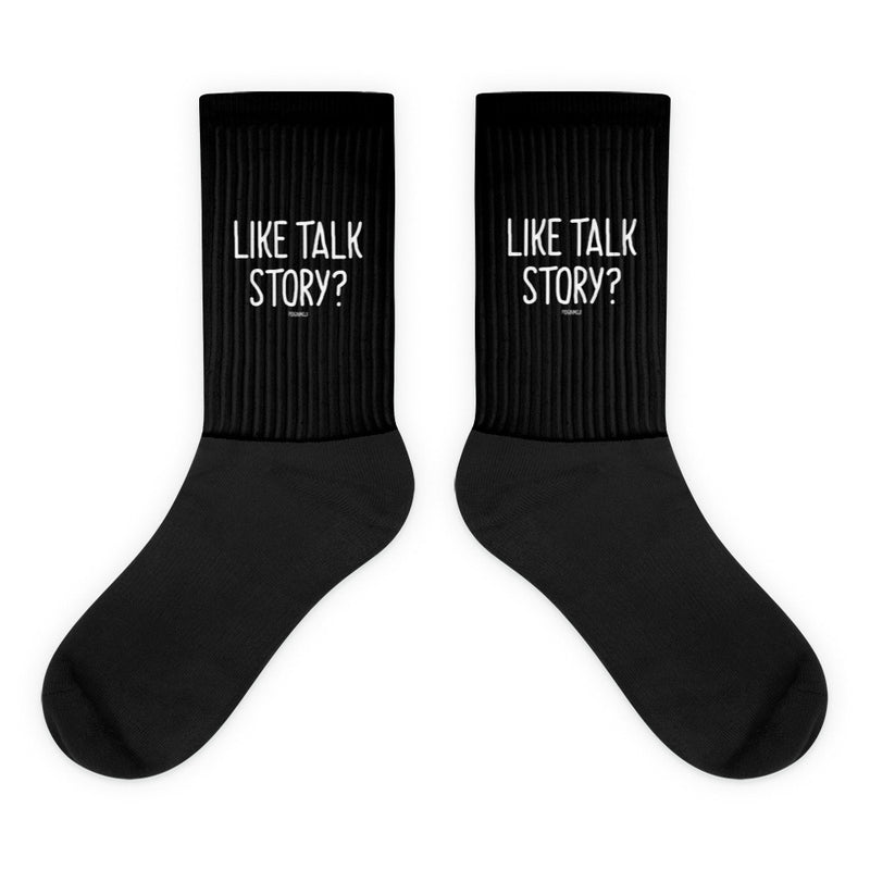"LIKE TALK STORY?" PIDGINMOJI Socks