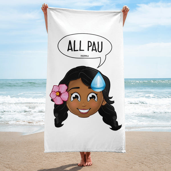 "ALL PAU" Original PIDGINMOJI Characters Beach Towel