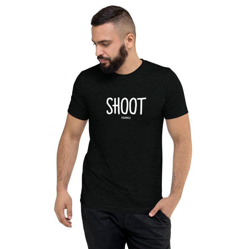 "SHOOT" Men’s Pidginmoji Dark Short Sleeve T-shirt