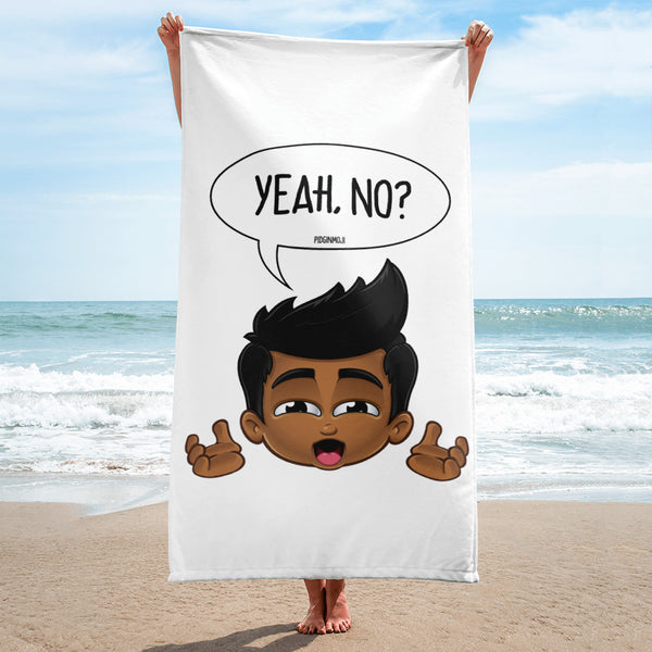 "YEAH, NO?" Original PIDGINMOJI Characters Beach Towel