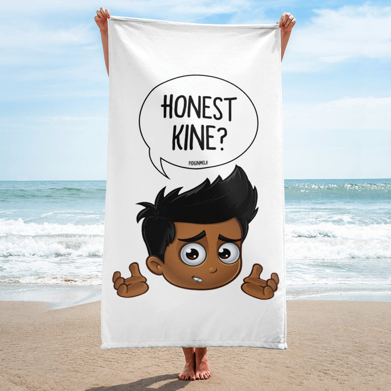 "HONEST KINE?" Original PIDGINMOJI Characters Beach Towel