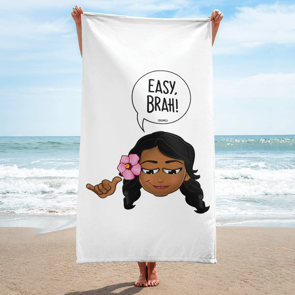 "EASY, BRAH!" Original PIDGINMOJI Characters Beach Towel