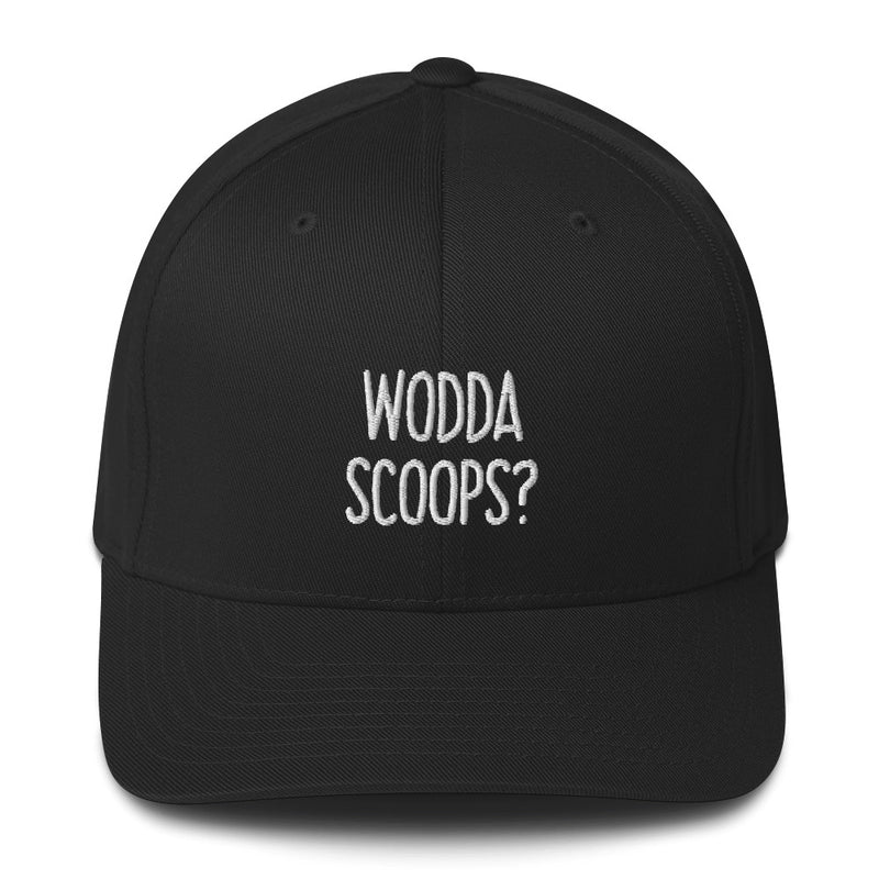 "WODDASCOOPS?" Pidginmoji Dark Structured Cap