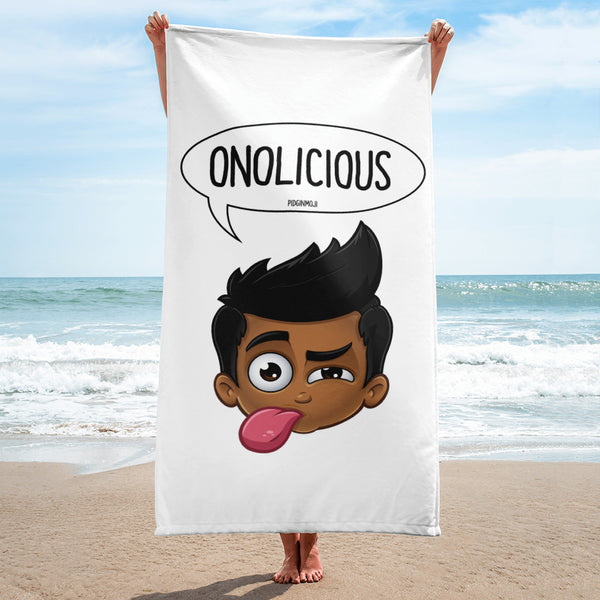"ONOLICIOUS" Original PIDGINMOJI Characters Beach Towel