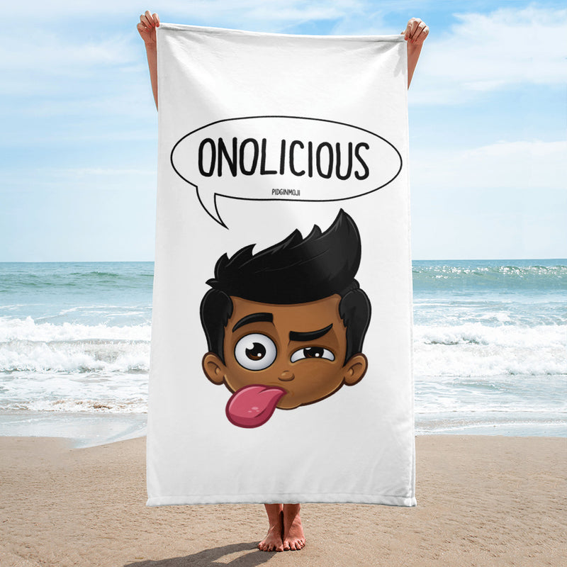 "ONOLICIOUS" Original PIDGINMOJI Characters Beach Towel
