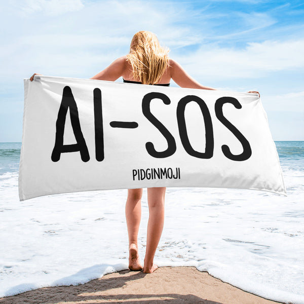 "AI-SOS" PIDGINMOJI Beach Towel