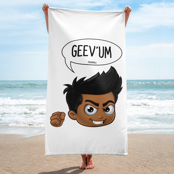 "GEEV'UM" Original PIDGINMOJI Characters Beach Towel