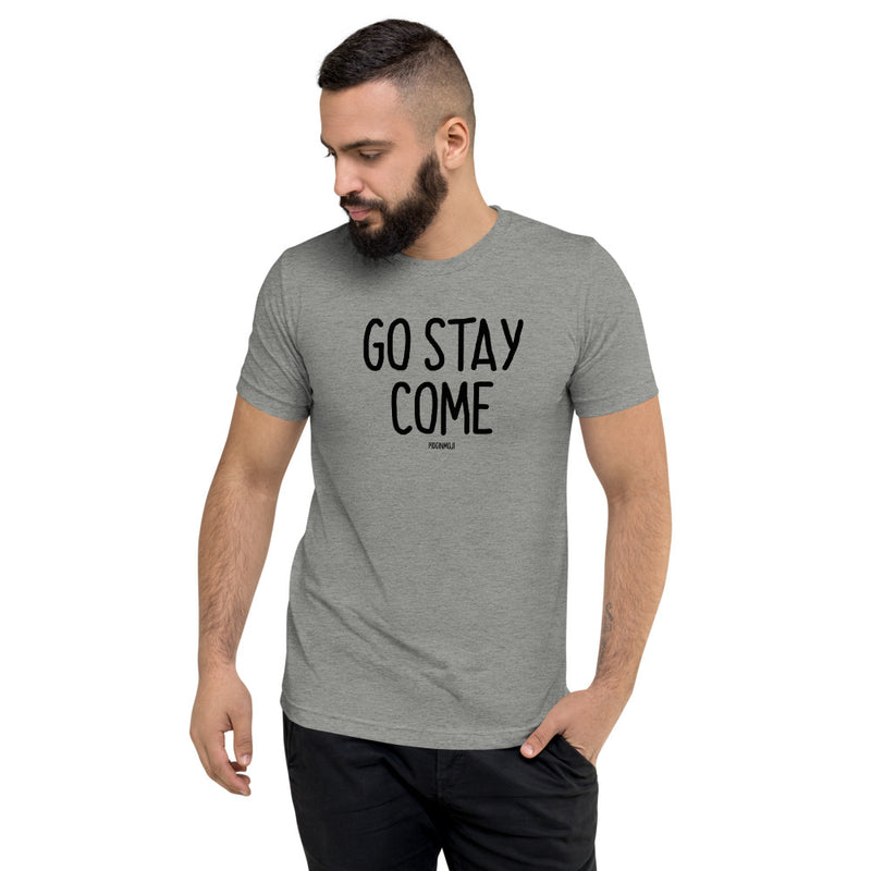 "GO STAY COME" Men’s Pidginmoji Light Short Sleeve T-shirt