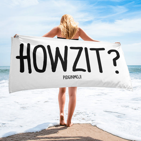 "HOWZIT?" PIDGINMOJI Beach Towel