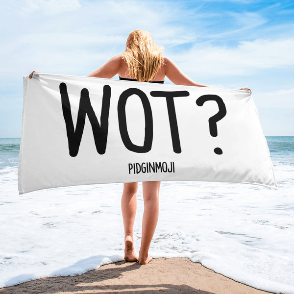 "WOT?" PIDGINMOJI Beach Towel