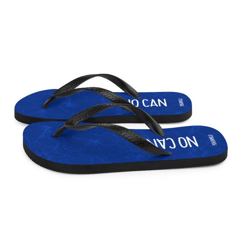 "NO CAN" PIDGINMOJI Hibiscus Slippahs (Blue)