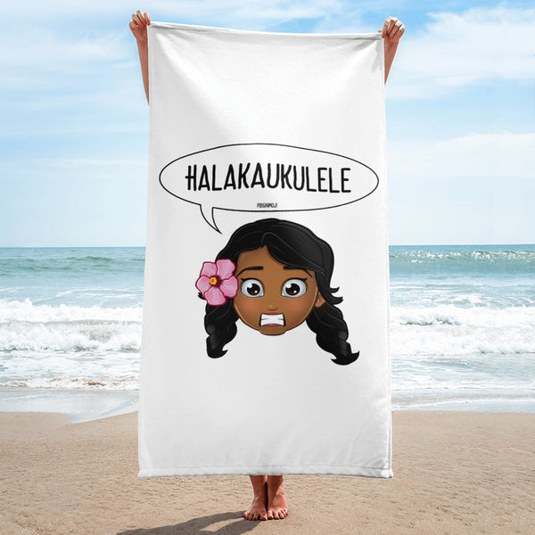 "HALAKAUKULELE" Original PIDGINMOJI Characters Beach Towel