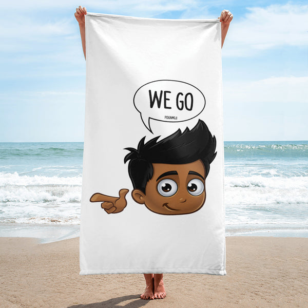 "WE GO" Original PIDGINMOJI Characters Beach Towel