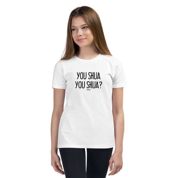 "YOU SHUA YOU SHUA?" Youth Pidginmoji Light Short Sleeve T-shirt