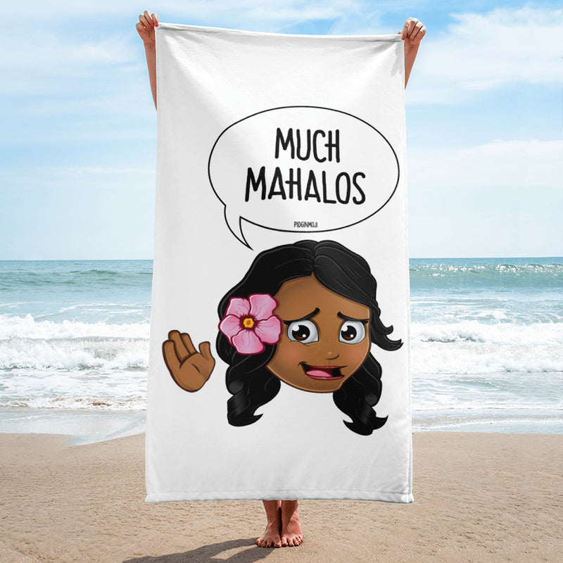 "MUCH MAHALOS" Original PIDGINMOJI Characters Beach Towel