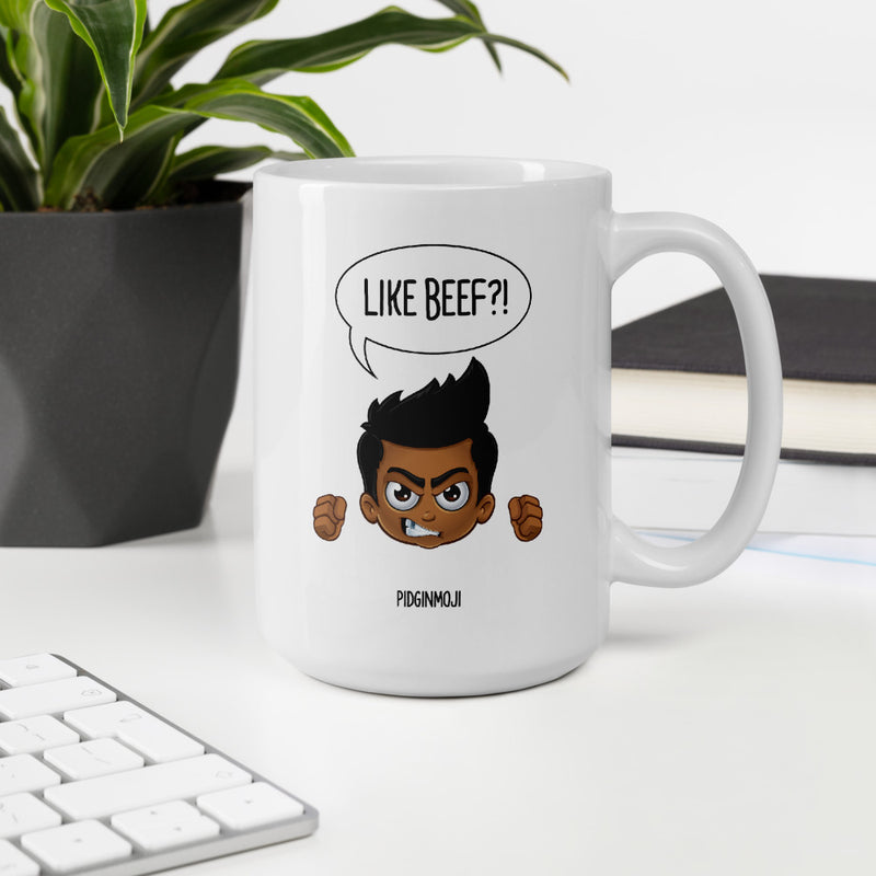 "LIKE BEEF?!" Original PIDGINMOJI Characters Mug (Male)