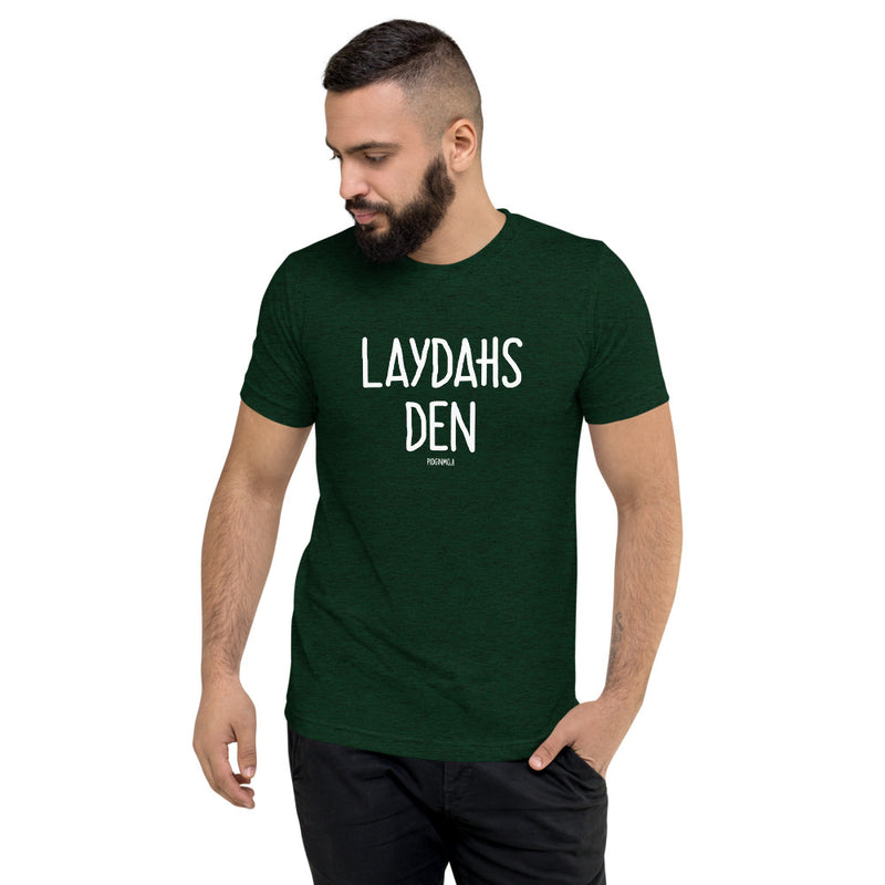 "LAYDAHS DEN" Men’s Pidginmoji Dark Short Sleeve T-shirt