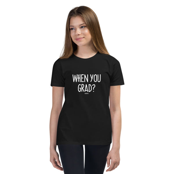 "WHEN YOU GRAD?" Youth Pidginmoji Dark Short Sleeve T-shirt