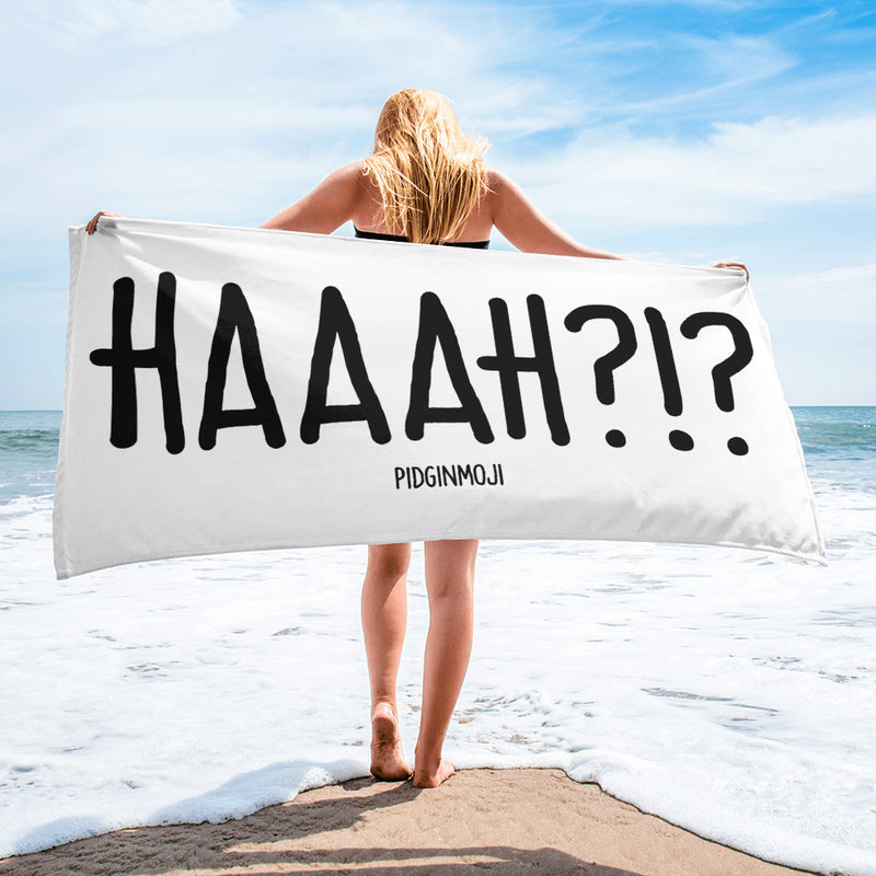 "HAAAH?!?" PIDGINMOJI Beach Towel